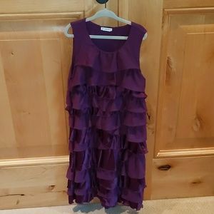 J.Crew Girls Eggplant Ruffled Sleeveless Dress